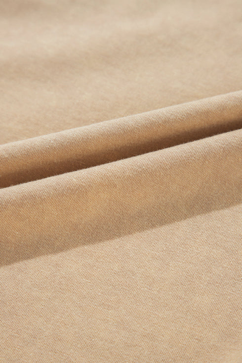 Pale Khaki Mineral Wash Stud Beaded Star Graphic Pocketed T Shirt Dress